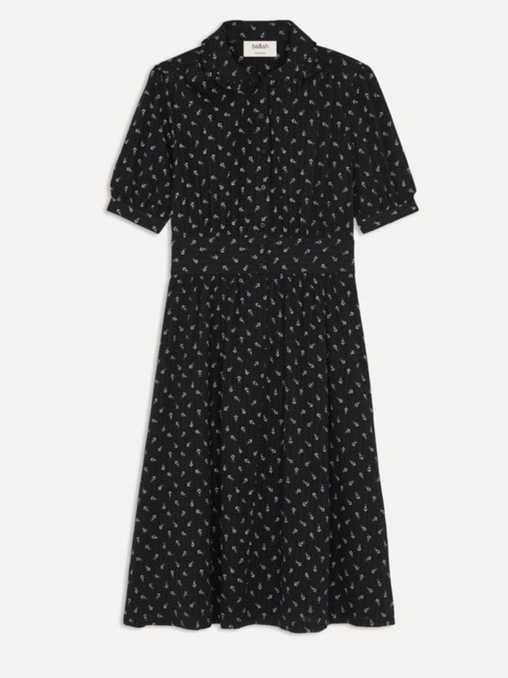 relisted! ba&sh Ditsy Floral Eddy Dress Size L Midi Unworn Retro Carbon French - Picture 2 of 12